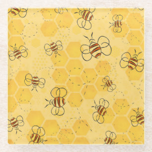 Süße Honigbienen summen Glasuntersetzer