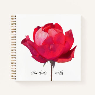 Süße hübsche Aquarell-Rote-Rosen-Blume mit individ Notizbuch