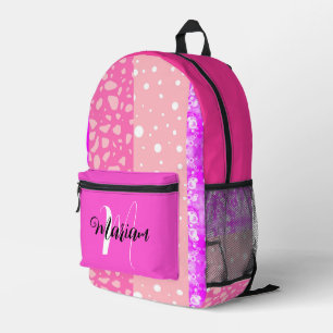 Süße hübsche rosa Farben - Ästhetischer Namensmono Bedruckter Rucksack