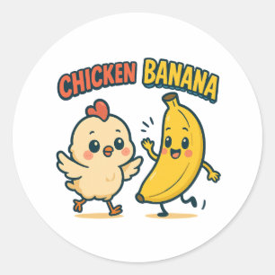 SÜSSE HÜHNCHEN BANANE!  RUNDER AUFKLEBER