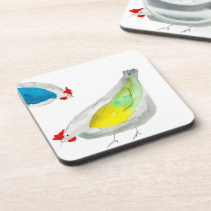 Süße Hühner Aquarell Getränkeuntersetzer