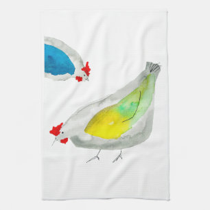 Süße Hühner Aquarell-Kunst Geschirrtuch