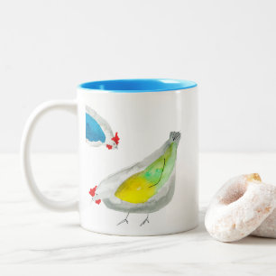 Süße Hühner Aquarell Zweifarbige Tasse