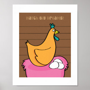Süße Hühner-Illustration Kinderbauernhof-Tierkun Poster