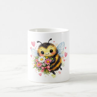 Süße Hummel mit Blumenstrauß Kaffeetasse
