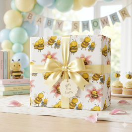 Süße Hummel-Mutter & Babybiene Geschenkpapier