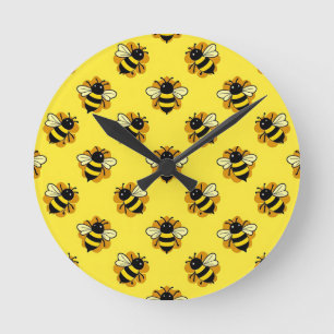 Süße Hummel-Sommer-Muster Runde Wanduhr