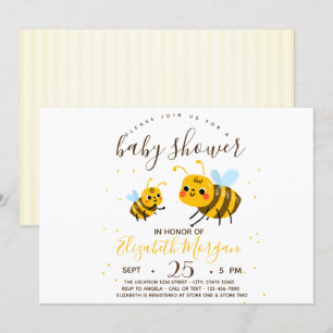 Süße Hummel, Streifen-Baby-Party Einladung
