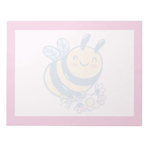 Süße Hummel- und kleine Blumen-Design Notizblock