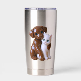 Süße Hund-Katz-Begleiter Thermobecher