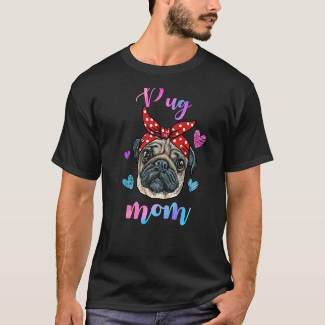 Süße Hund Mops Mama Mutter Welpe Mutter T-Shirt (Vorderseite)