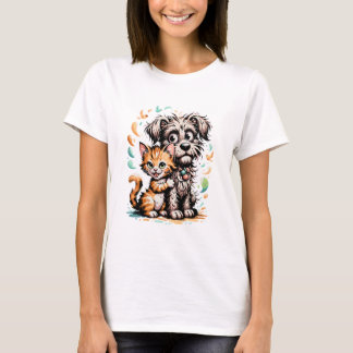 ✨Süße Hund- und Katzen-Freundschafts-Cartoon-Desig T-Shirt