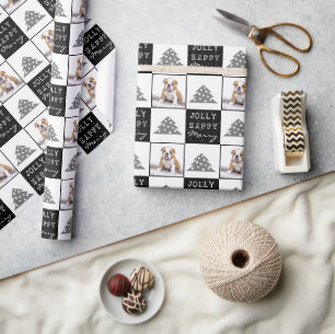 Süße Hund Welpe Haustier Typografie Weihnachtsbaum Geschenkpapier