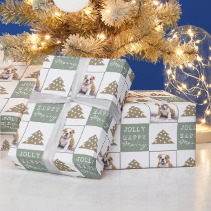 Süße Hund Welpe Haustier Typografie Weihnachtsbaum Geschenkpapier