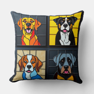 Süße Hunde Glasmalerei Kissen