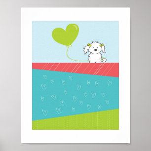 Süße Hunde-Illustration Kinder-Tier-Kunst Poster