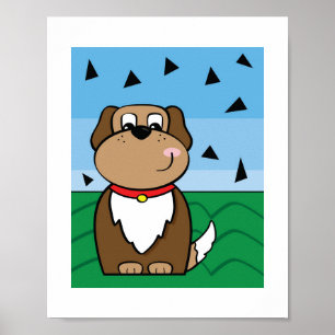 Süße Hunde-Illustration Kinder-Tierkunst Poster