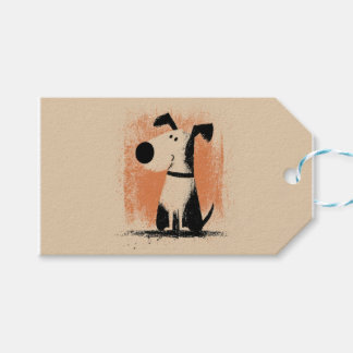 Süße Hunde-Illustration – Minimalistische Cartoon- Geschenkanhänger