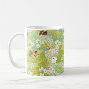 Süße Hunde mit Gänseblümchen nahtloses Muster Kaffeetasse
