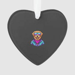 Süße Hunde-Sonnenbrille Retro-Neon-Kunst_1 Ornament