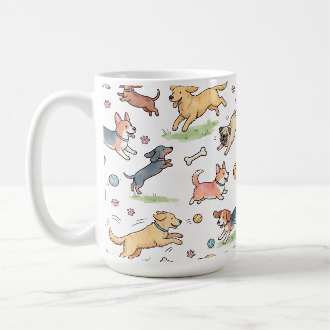 Süße Hunde spielen überall Kaffeetasse (Links)