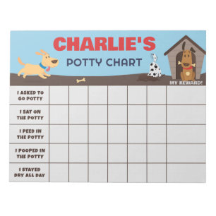 Süße Hunde Toiletten Chart Personalisierter Name & Notizblock