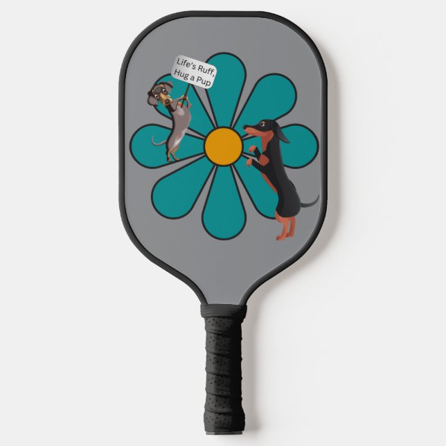 Süße Hunde und Blumen Pickleball Schläger (Vorderseite)