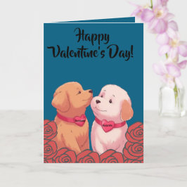 Süße Hunde zum Valentinstag - Grußkarte mit Falz Karte