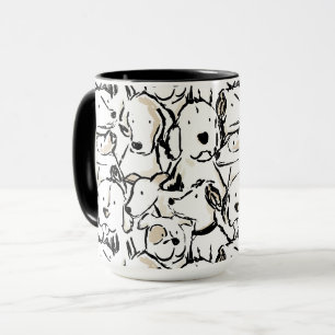 Süße Hundedoodle-Haustierskizze - Schwarz-weißer W Tasse