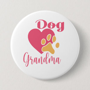 Süße Hundefreundin Rosa Herz Pfotenabdruck Grafik Button