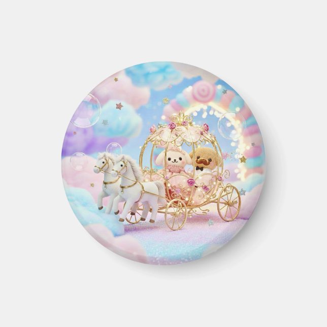 Süße Hundehochzeit Märchen Karosse Magnet (Vorne)