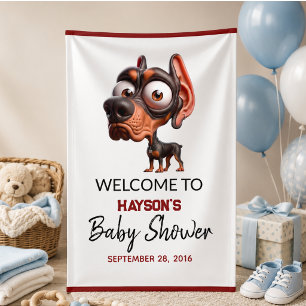 Süße Hundekarikaturen-Baby-Party für Jungen Banner