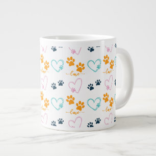 Süße Hundeliebhaber Pfotenabdrücke Jumbo-Tasse
