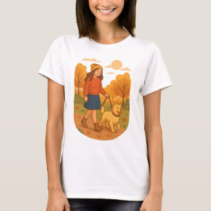 Süße Hundemutter beim Spaziergang mit ihrem Welpen T-Shirt