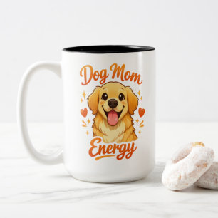 Süße Hundemutter-Energie Golden Retriever Kaffeeta Zweifarbige Tasse