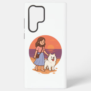 Süße Hundemutter führt flauschigen Welpen am Sonne Samsung Galaxy Hülle