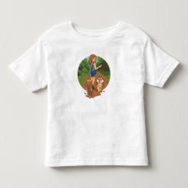 Süße Hundemutter führt Welpen auf Waldweg Illustra Kleinkind T-shirt