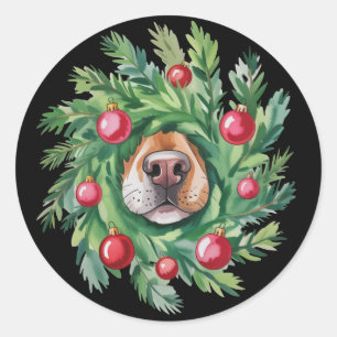 Süße Hundenase Weihnachten Hundemutter Party Hunde Runder Aufkleber
