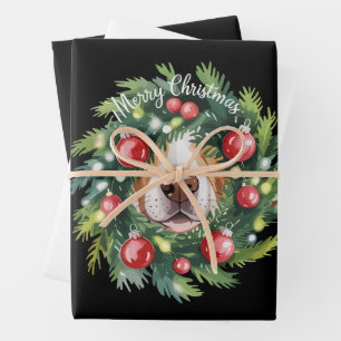 Süße Hundenase Weihnachts-Kranz Hunde-Mama Hunde-L Geschenkpapier Set