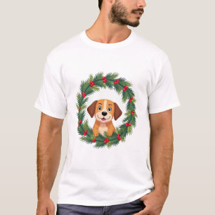 Süße Hundenase Weihnachtskranz Weihnachten Hundema T-Shirt