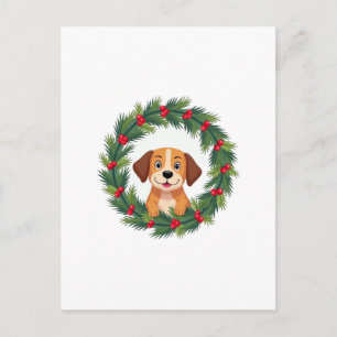 Süße Hundenase Weihnachtskranz Weihnachten Hundemu Postkarte