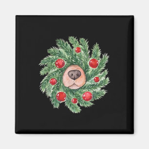 Süße Hundenasen-Weihnachtskranz Golden Retriever T Magnet
