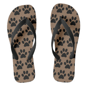 Süße Hundepfotenabdrücke Muster Schwarz Braun Styl Flip Flops