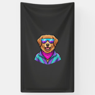 Süße Hundesonnelbrille Retro Neon Kunst_1 Banner