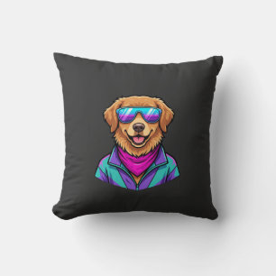 Süße Hundesonnelbrille Retro Neon Kunst_1 Kissen