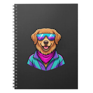 Süße Hundesonnelbrille Retro Neon Kunst_1 Notizblock