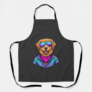 Süße Hundesonnelbrille Retro Neon Kunst_1 Schürze