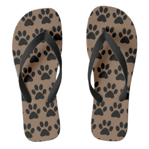 Süße Hundetaten-Druck Muster Schwarz Braun Stylisc Flip Flops