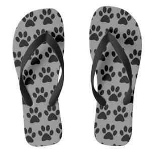 Süße Hundetaten-Druck Muster Schwarz Grau Stylisch Flip Flops