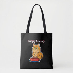Süße hungrige und launische orange Katze Meme-Aufk Tasche
